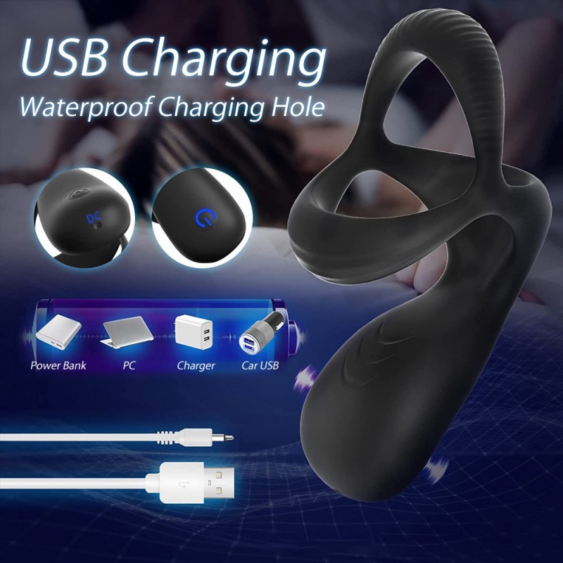 Prostate Massager Vibrating Triple Ring Penis Ring