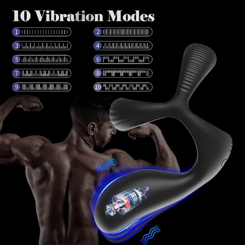 Prostate Massager Vibrating Triple Ring Penis Ring