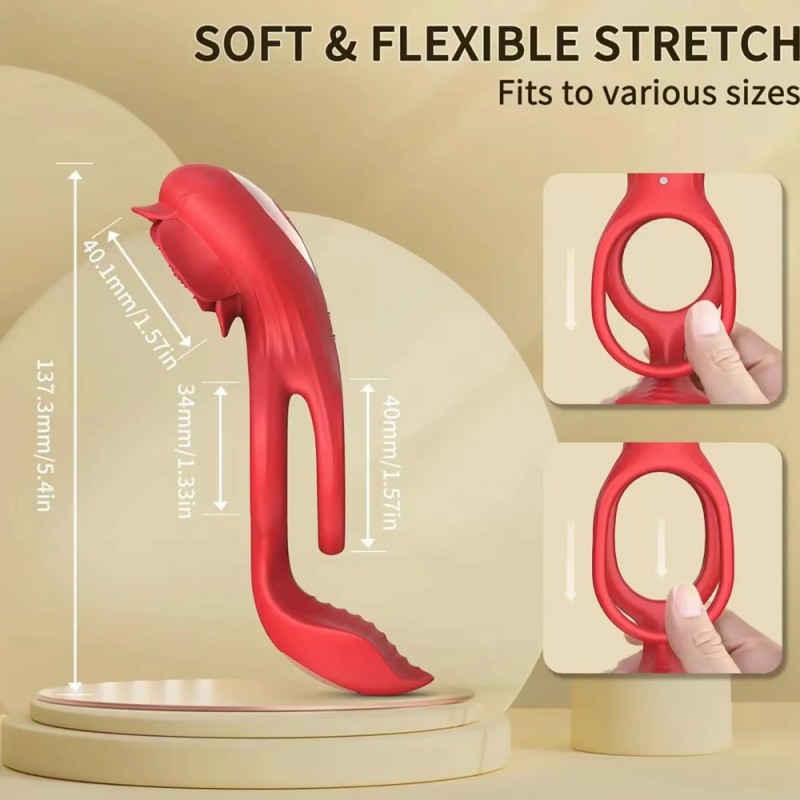 Vibrating Rose Cock Ring With Clit Stimulators APP Controls