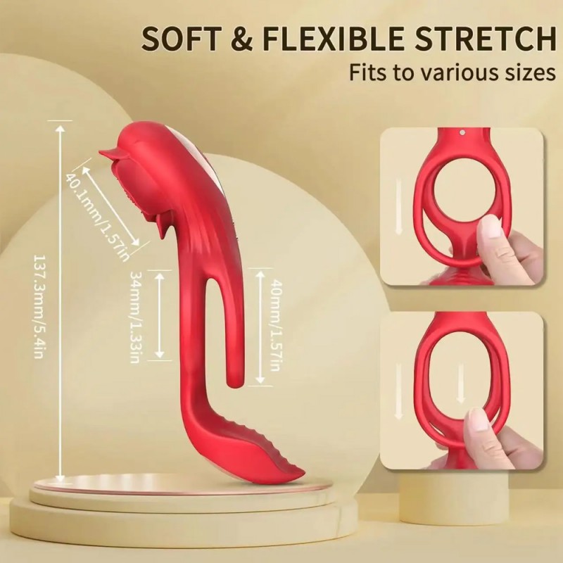 Vibrating Rose Cock Ring With Clit Stimulators APP Controls