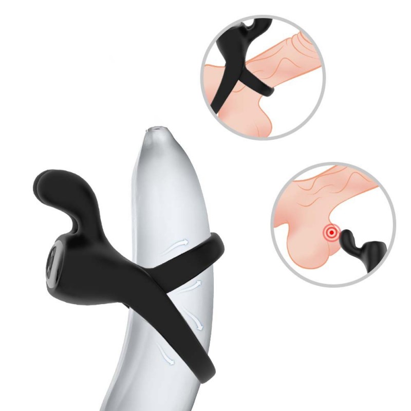Silicone Penis Ring with Rabbit Ear Flapping Stimulator for Stronger Erections