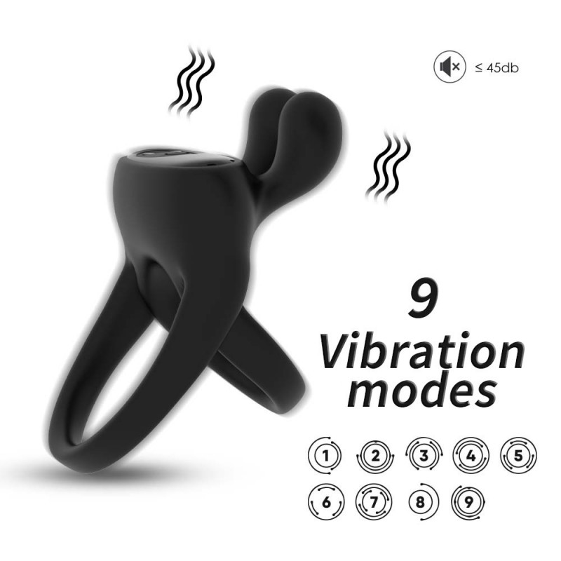 Silicone Penis Ring with Rabbit Ear Flapping Stimulator for Stronger Erections3