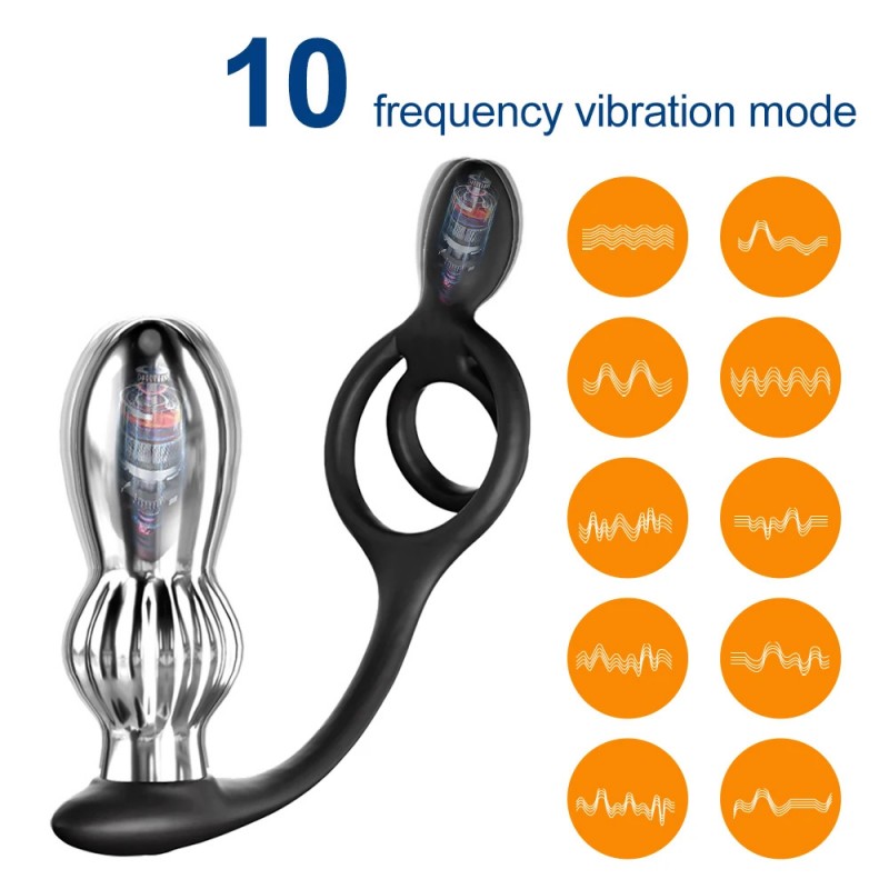 Vibrating Prostate Massager with Cock Ring with Remote1