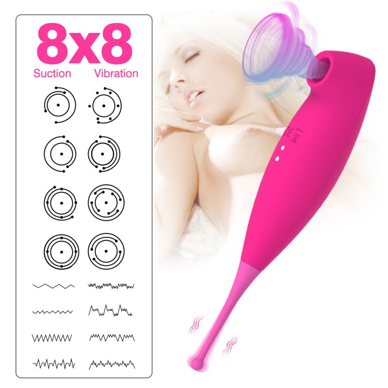 Double Ended Clit Sucking Vibrator Nipple Stimulator