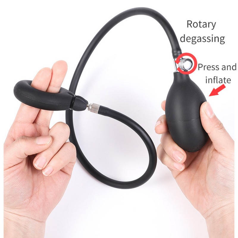 Inflatable Anal Plug with Penis Ring Silicone Scrotum RestraintsInflatable Anal Plug with Penis Ring Silicone Scrotum Restraints