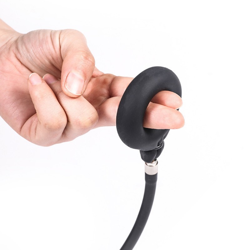 Inflatable Anal Plug with Penis Ring Silicone Scrotum Restraints