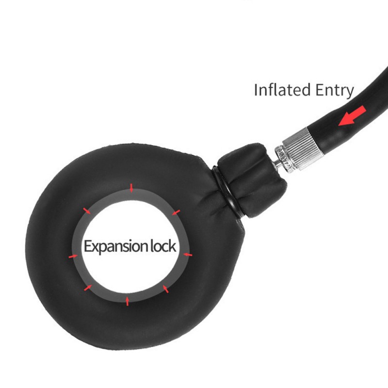 Inflatable Anal Plug with Penis Ring Silicone Scrotum Restraints