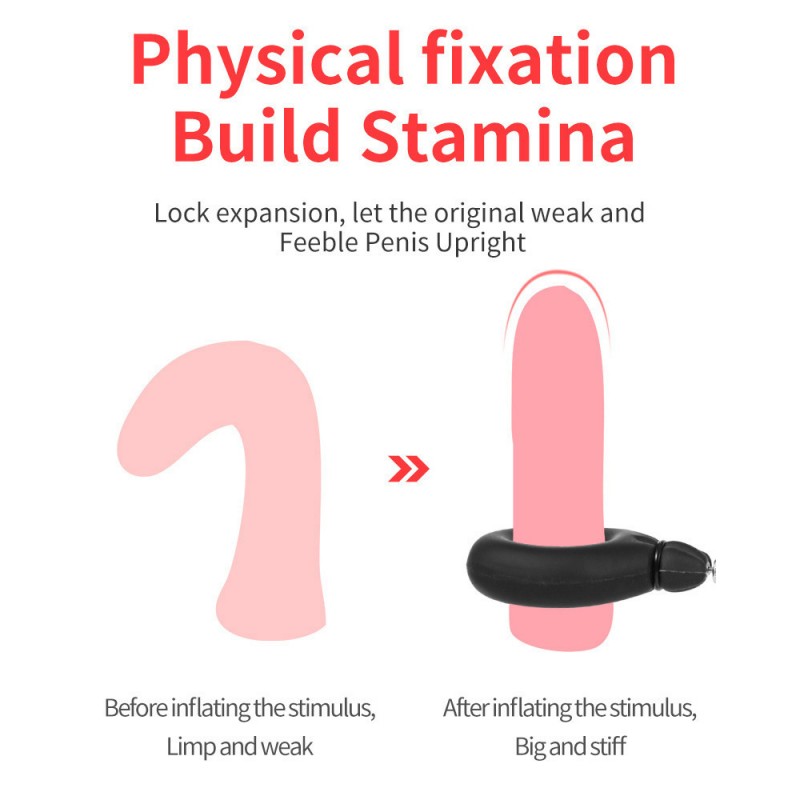Inflatable Anal Plug with Penis Ring Silicone Scrotum Restraints