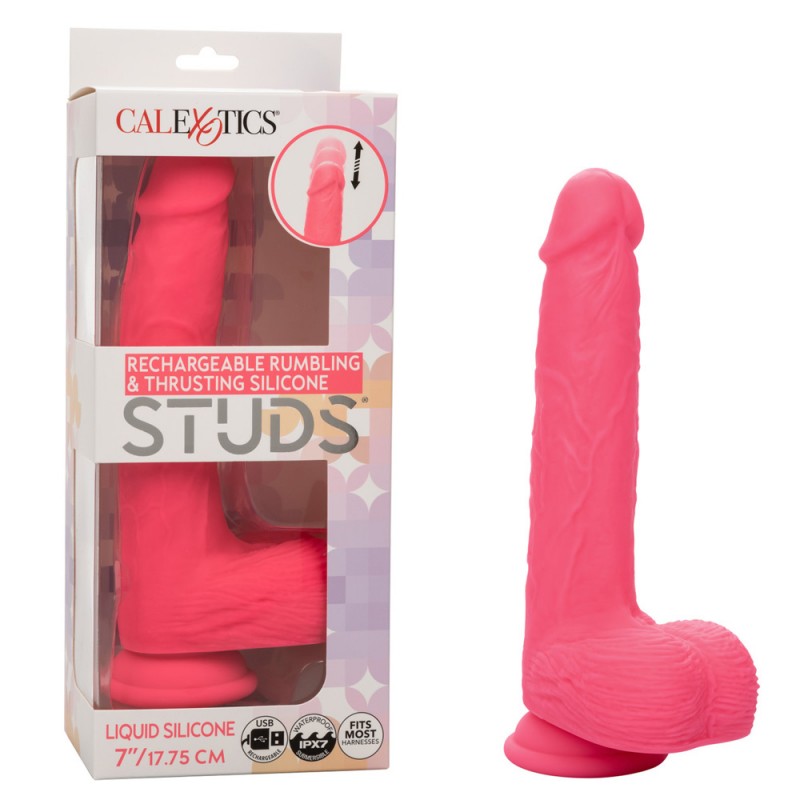 CalExotics Studs Rumbling & Thrusting Dildo with Suction Cup