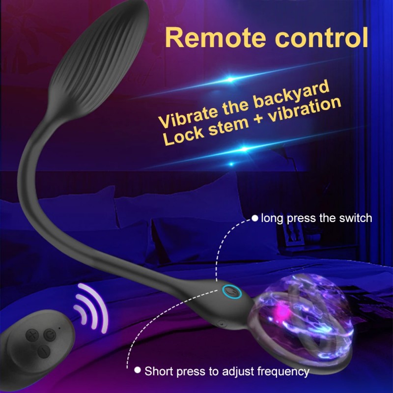 Vibrating Cock Ring Balls Massager Butt Plug Locking Couple Vibe