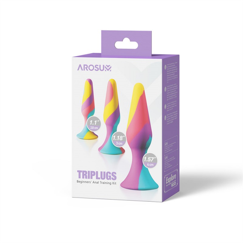 AROSUM TriPlugs Pride-themed Silicone Training Butt Plug Set (3PCS)5