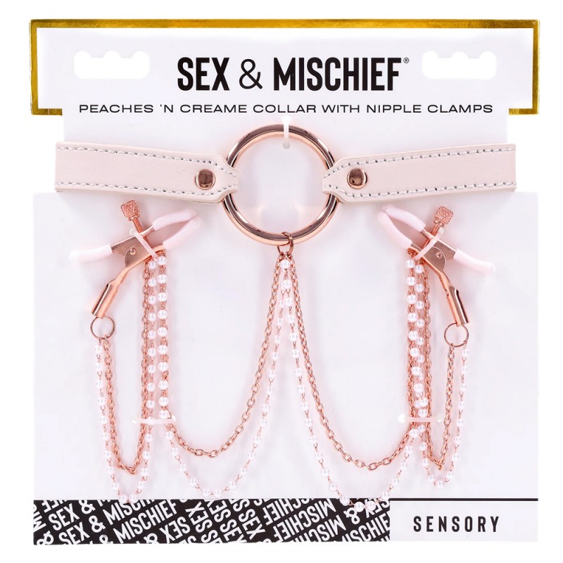 Sportsheets Peaches & CreaMe Collar with Nipple Clamps3