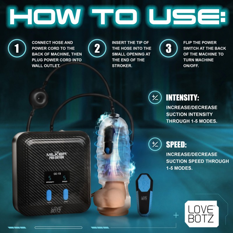 The Milker Stamina Automatic Sucking & Vibrating Penis Stroker with Remote6