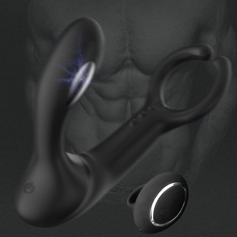 Electric Shock Prostate Massager Vibrating Cock Ring with Remote