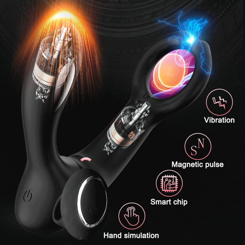 Electric Shock Prostate Massager Vibrating Cock Ring with Remote2