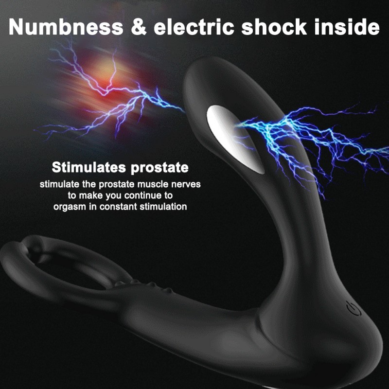 Electric Shock Prostate Massager Vibrating Cock Ring with Remote1