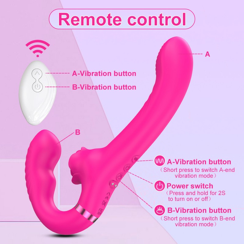 Strapless G-spot Vibrator Tongue Licking Clit Stimulator with Remote2