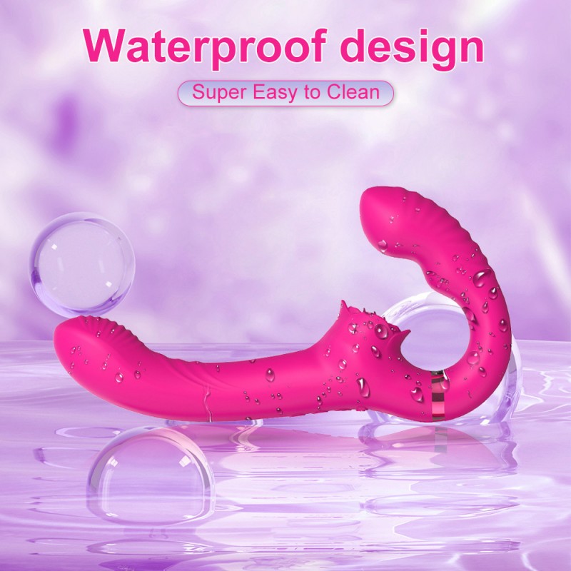 Strapless G-spot Vibrator Tongue Licking Clit Stimulator with Remote3