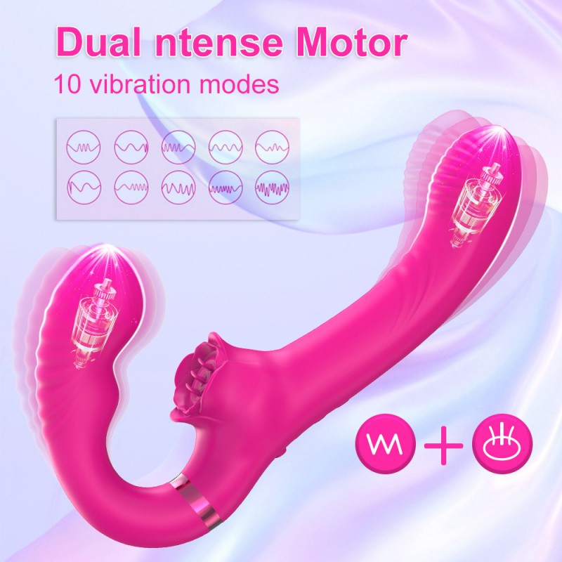 Strapless G-spot Vibrator Tongue Licking Clit Stimulator with Remote1