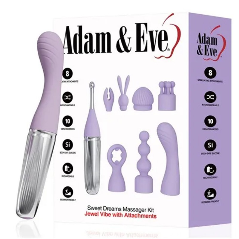 Adam & Eve Sweet Dreams G-spot & Clit Vibrator Kit with 8 Attachments