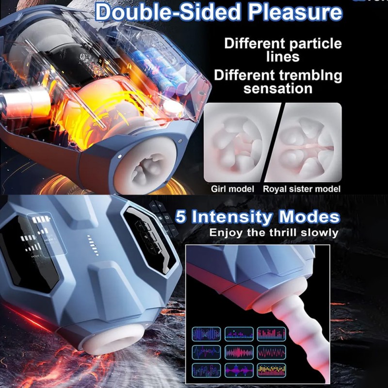 Svakom Hunter X Galaxy Battleship Telescopic Suction Heated Dual Channel Masturbator