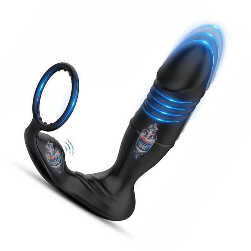 Thrusting Prostate Massager Butt Plug Vibrator With Cock Ring