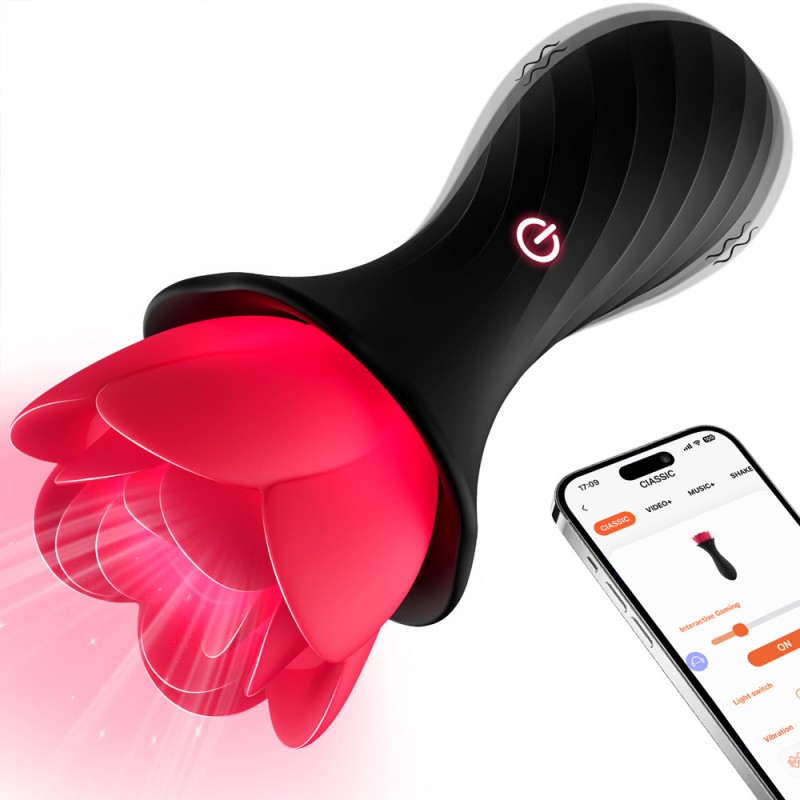 Vibrating Butt Plug Light Up Rose Vibrator with App Control