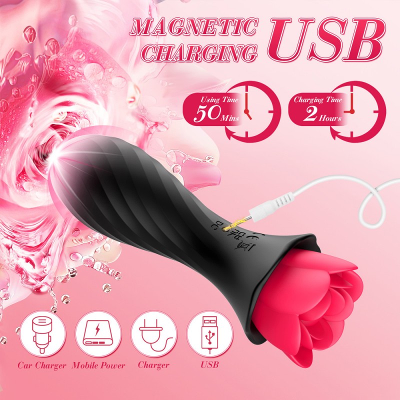 Vibrating Butt Plug Light Up Rose Vibrator with App Control3