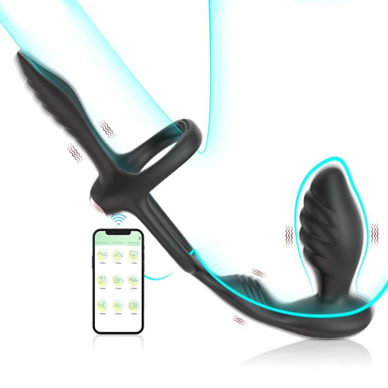 Vibrating Penis Ring & Anal Plug Vibrator with App Control1