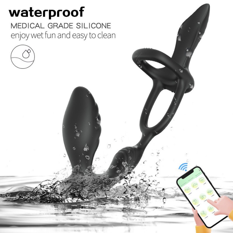Vibrating Penis Ring & Anal Plug Vibrator with App Control2