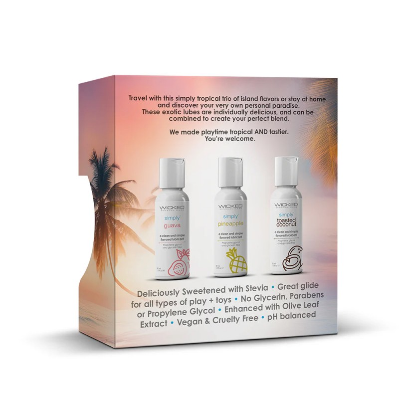 Wicked Simply Aqua Tropical Trio Water-Based Lubes Travel Kit