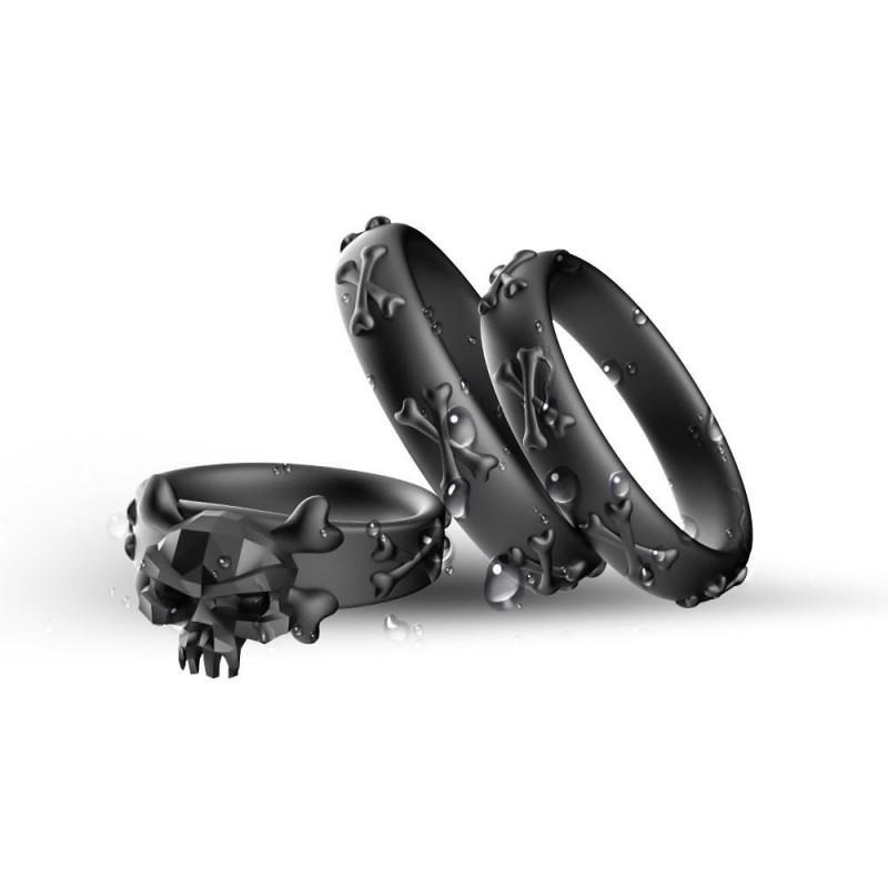 Cock Ring Skull Triple Ring Set Penis Rings Male Sex Delay Ring