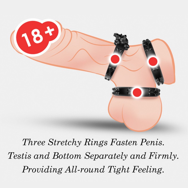 Cock Ring Skull Triple Ring Set Penis Rings Male Sex Delay Ring