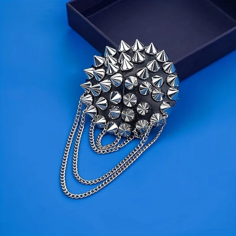 Punk Leather Nipple Cover with Metal Chain Tassel Breast StickersPunk Leather Nipple Cover with Metal Chain Tassel Breast Sticke