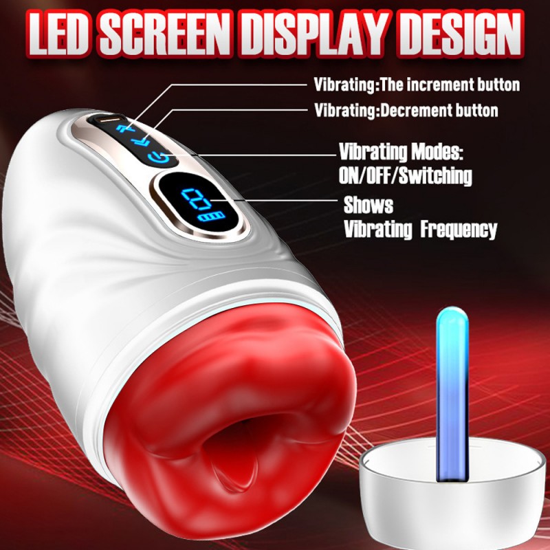 360° Deep Throat Sucking Blowjob Male Masturbator with Heating & LCD Function5