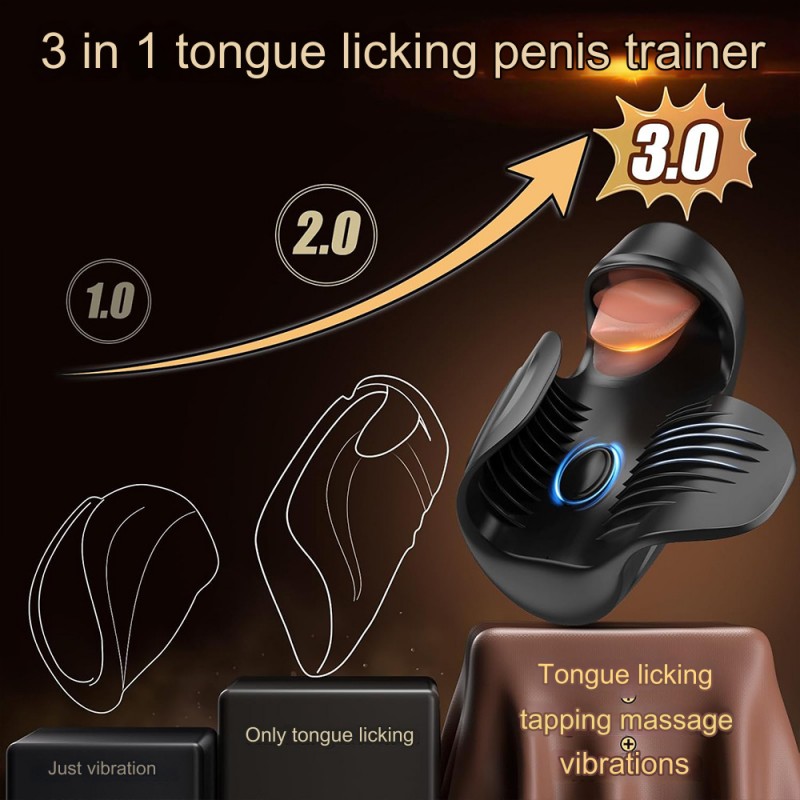 3 in 1 Tongue Licking & Tapping Penis Stroker Trainer4