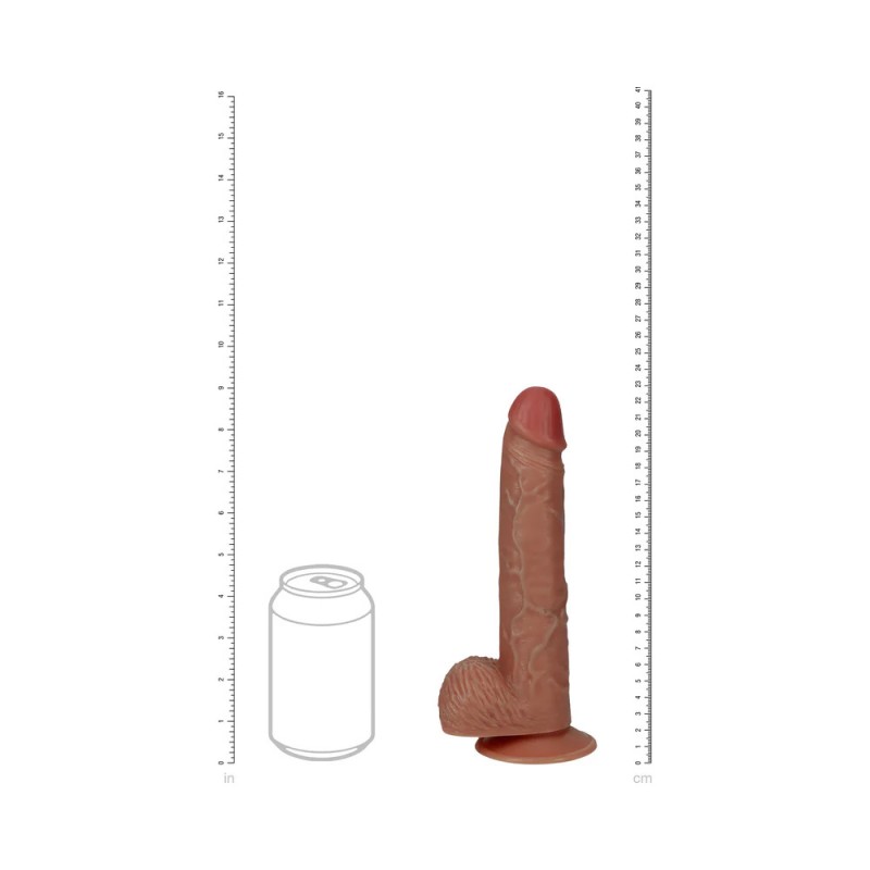 RealRock 9 in. Vibrating Cock with Balls Realistic Dildo