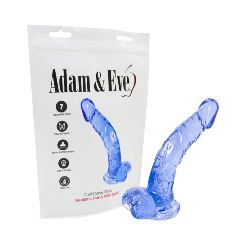 Adam & Eve Cool Curve Jelly Dildo with Realistic Balls & Suction Cup