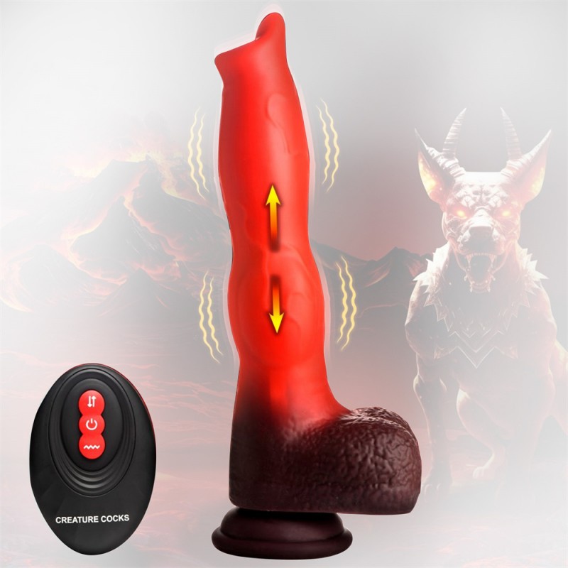 Ramming Hound thrusting vibrating dildo with remote control