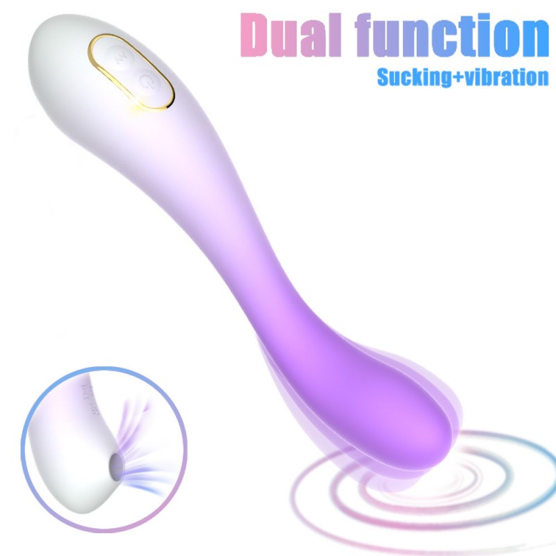 Double Head Vibrating G-spot & Sucking Clitoral Stimulator4