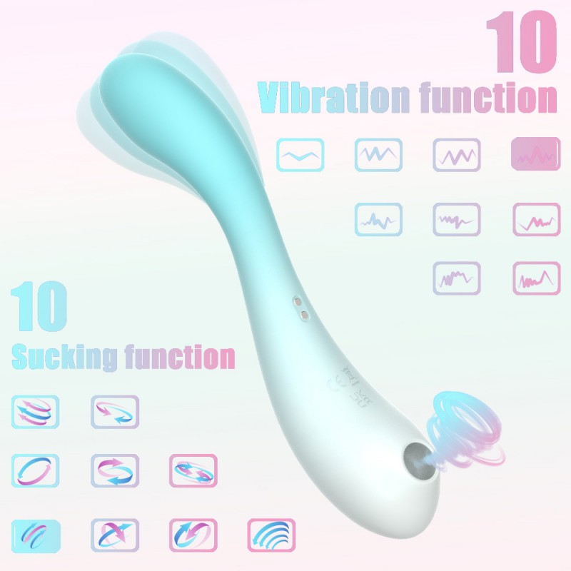 Double Head Vibrating G-spot & Sucking Clitoral Stimulator1