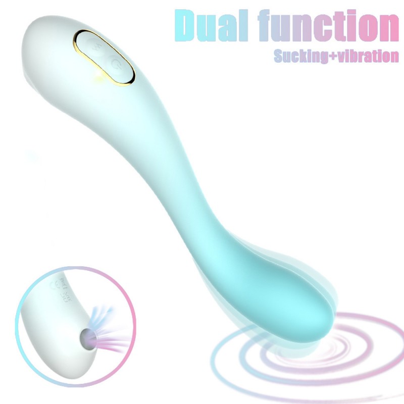 Double Head Vibrating G-spot & Sucking Clitoral Stimulator