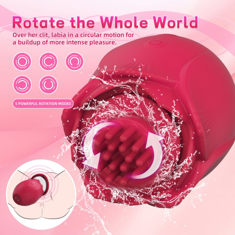 Rotating & Sucking Clit Nipple Stimulator Rose Vibrator2