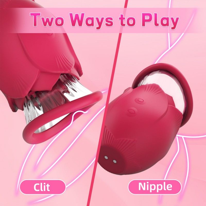 Rotating & Sucking Clit Nipple Stimulator Rose Vibrator5