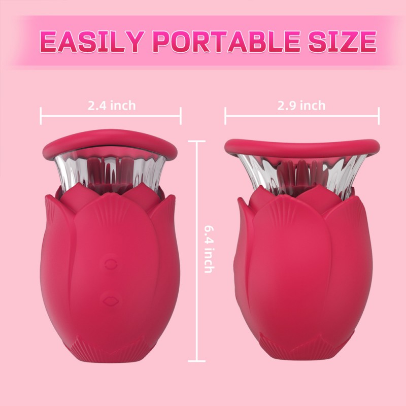 Rotating & Sucking Clit Nipple Stimulator Rose Vibrator3