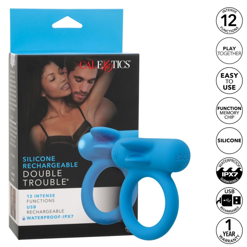 CalExotics Double Trouble Vibrating Cock Ring Clit Stimulator for Couples3