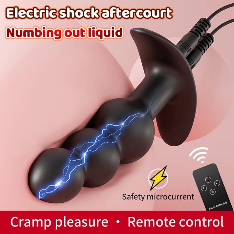 Electric Shock Anal Plug Anal Beaded Prostate Massager with Remote Control1