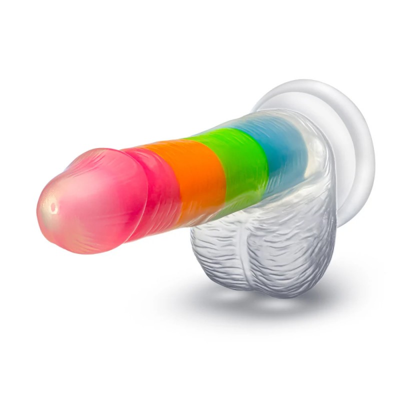 Neo Elite Glow-in-the-Dark Rainbow Rave 6.5 in Dual Density Dildo