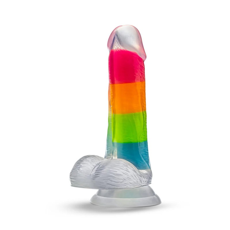 Neo Elite Glow-in-the-Dark Rainbow Rave 6.5 in Dual Density Dildo