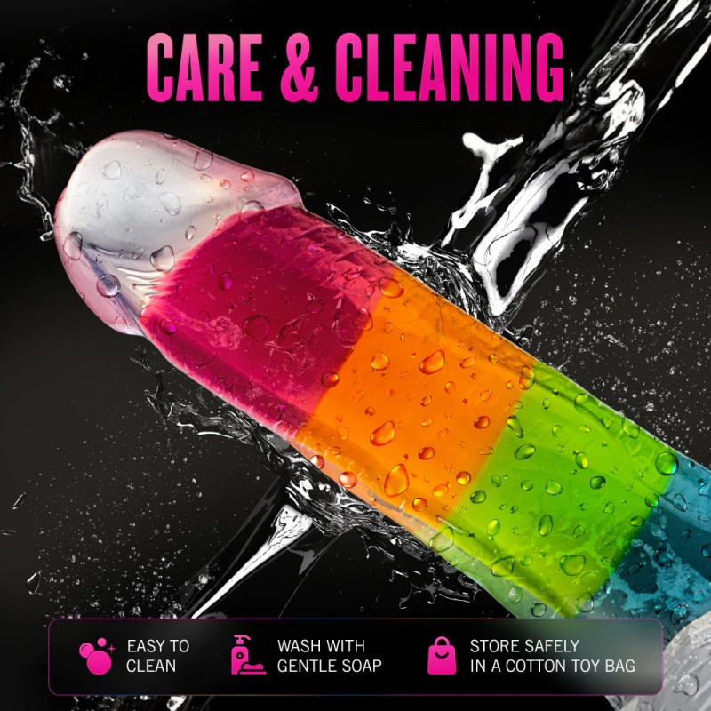 Neo Elite Glow-in-the-Dark Rainbow Rave 6.5 in Dual Density Dildo